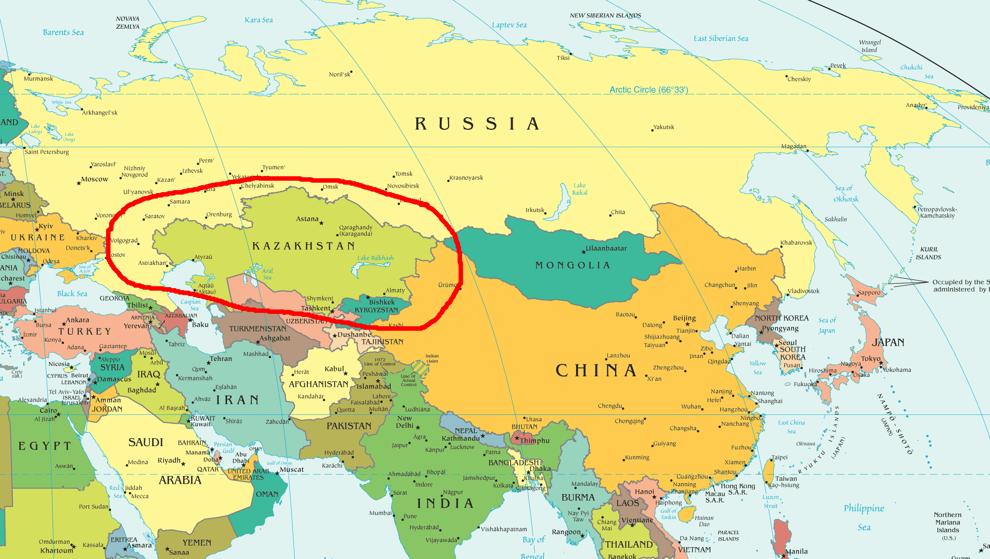 Central Asia Political Map